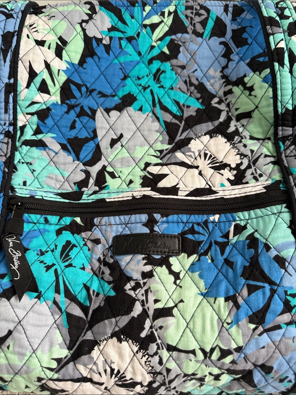 Vera Bradley Large Quilted Blue Camofloral Duffle Weekender Travel Bag - Picture 3 of 6